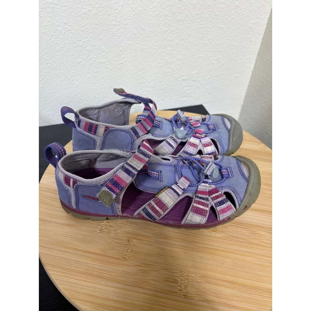 Keen Seacamp II CNX Raya Sandals‎ Kids Size 4 Purple Striped Water Shoes Hiking